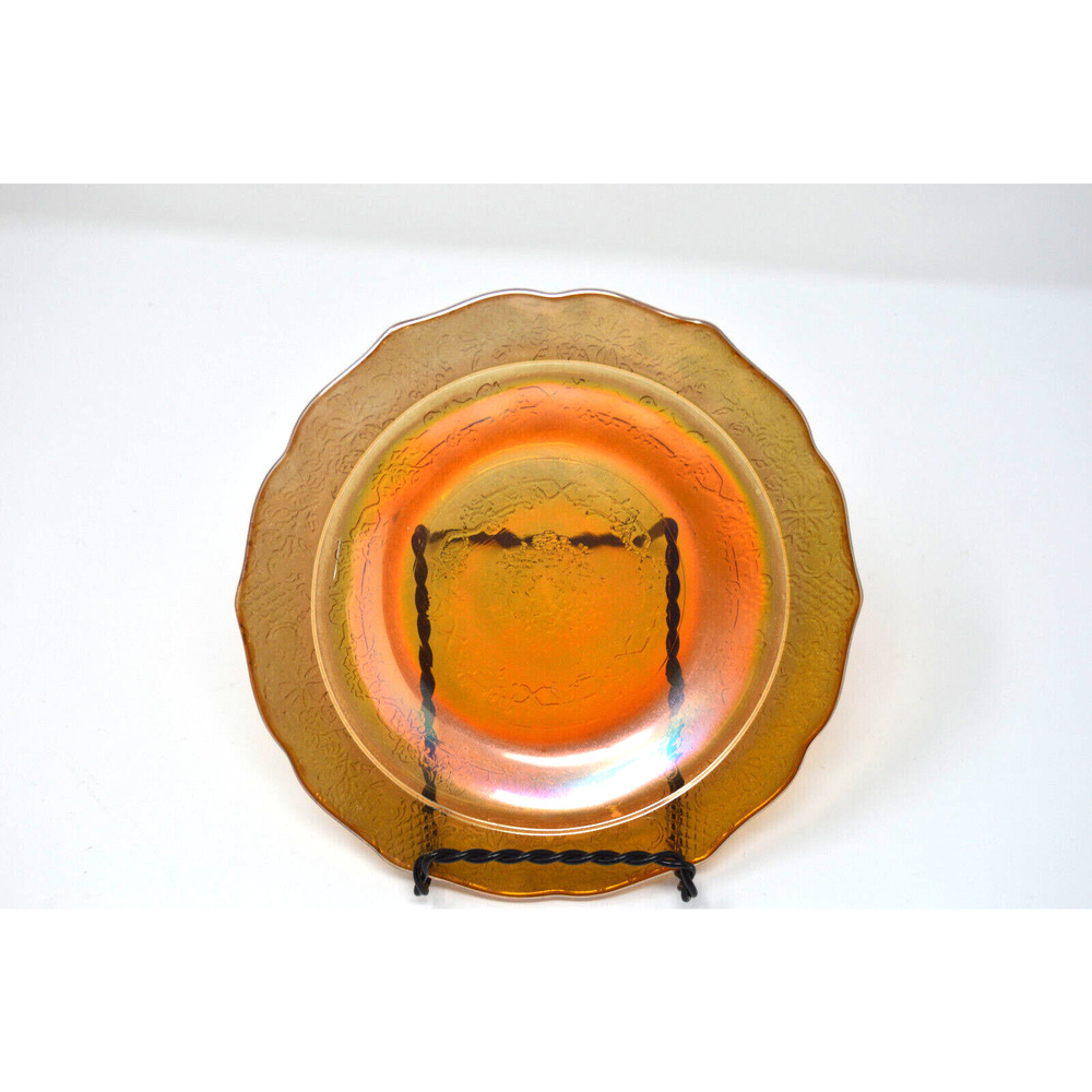 Vintage Federal Carnival Glass Normandie Marigold 6" Plates- Set of 5